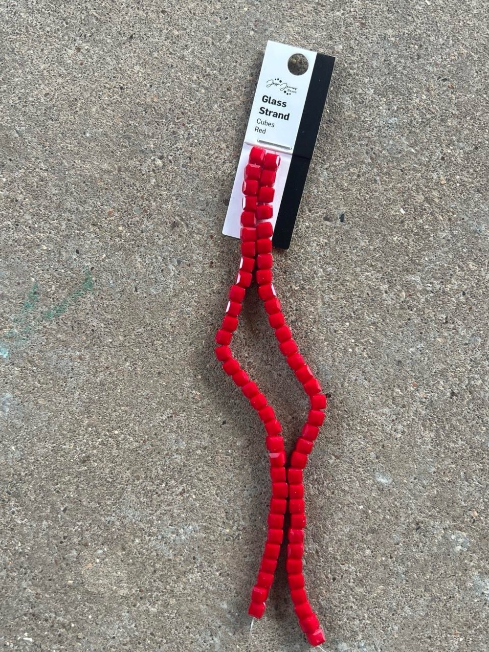 Red cube glass bead strands crafting DIY